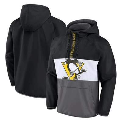 Fanatics Branded Black Pittsburgh Penguins Flagrant Foul Anorak Raglan Half-zip Hoodie Jacket