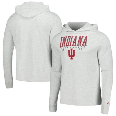 League Collegiate Wear Ash Indiana Hoosiers Team Stack Tumble Long Sleeve Hooded T-shirt
