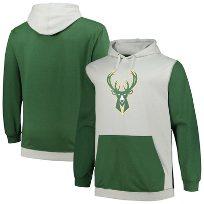 Fanatics Men's  Hunter Green, Silver Milwaukee Bucks Big And Tall Primary Arctic Pullover Hoodie In Hunter Green,silver