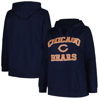 Fanatics Branded Navy Chicago Bears Plus Size Heart And Soul V-neck Pullover Hoodie
