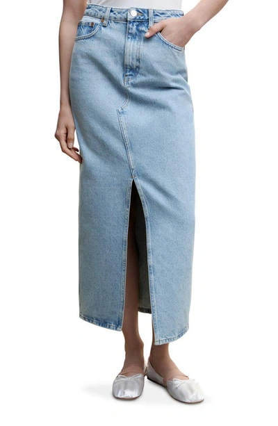 Mango Denim Maxi Skirt In Open Blue