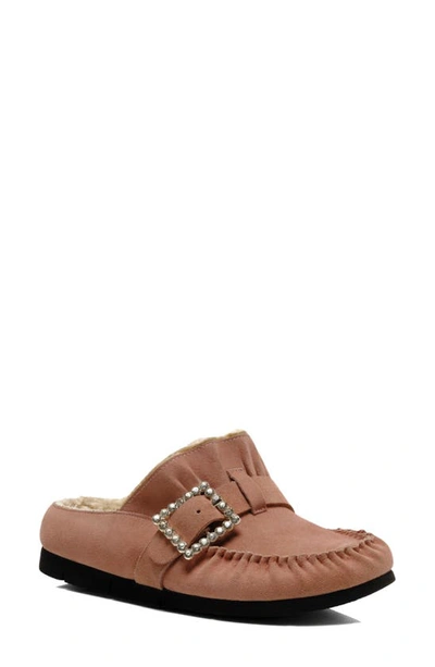 Free People Genuine Shearling Mule In Frost Pink Suede