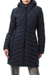 Bernardo Packable Mixed Media Water Resisant Quilted Puffer Jacket In Arctic Blue