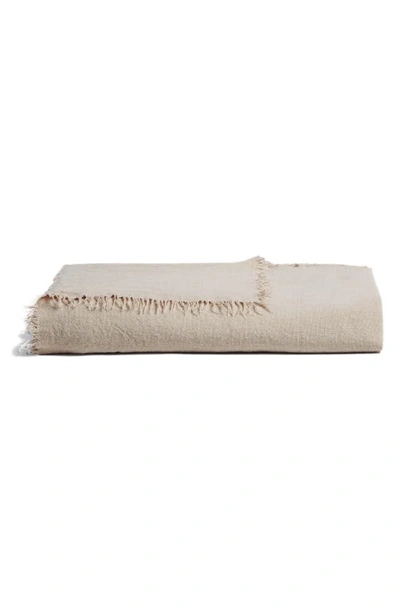 Parachute Fringed Linen Throw Blanket In Natural