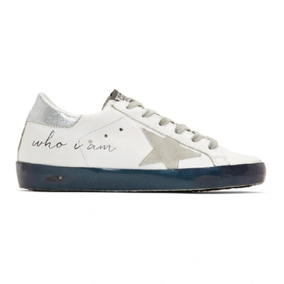 Golden Goose Superstar "love Me For" Leather Low-top Platform Sneaker With Suede Star In White