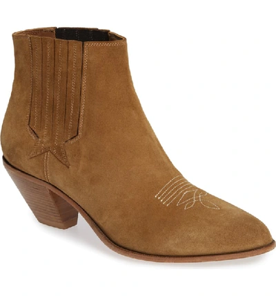 Golden Goose Sunset Suede Cowboy Ankle Boot In Tan Suede