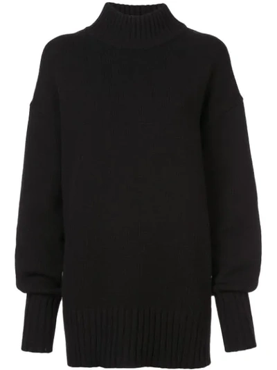 Proenza Schouler Turtleneck Long-sleeve Wool-cashmere Oversized Sweater In Black