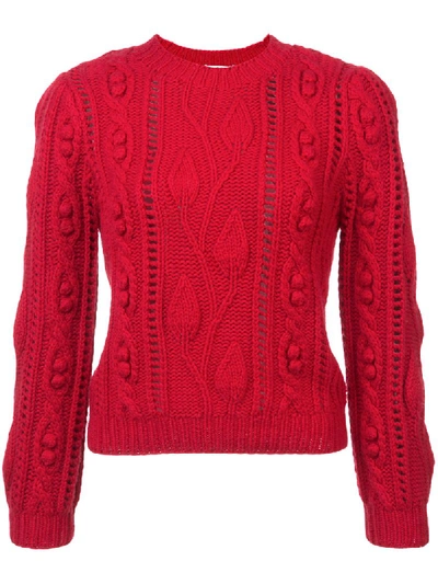 Co Cable-knit Wool And Cashmere-blend Sweater In Red