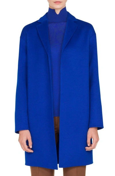 Akris Mae Snap-closure Cashmere Topper Jacket In Blueprint