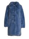 Marc Jacobs Chubby Plush Coat With Collar In Dusty Blue