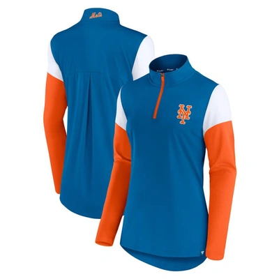 Fanatics Branded Royal/orange New York Mets Authentic Fleece Quarter-zip Jacket