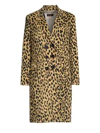 Piazza Sempione Double-breasted Animal-print Velveteen Topper Coat In Beige Black