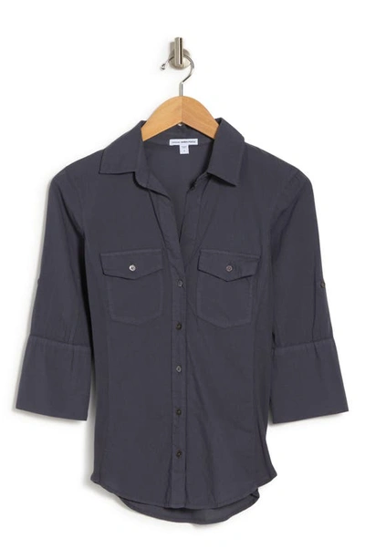 James Perse Three-quarter Sleeve Button-up Shirt In Maine