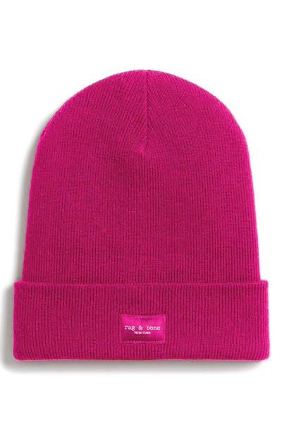 Rag & Bone Addison Merino Wool Beanie In Berry