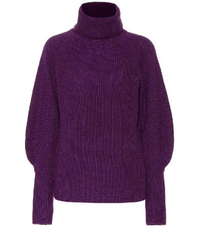 Altuzarra Arrow Ribbed Cashmere Turtleneck Sweater In Dark Purple