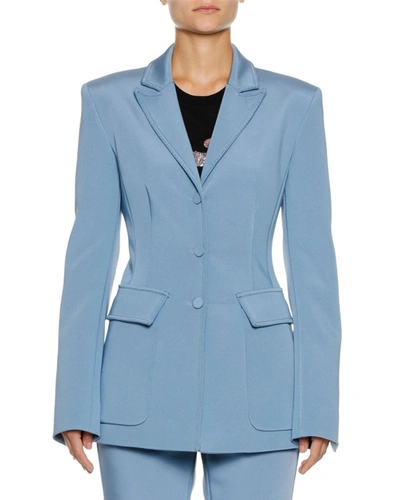 Off-white Single-breasted Stretch Blazer In Blue