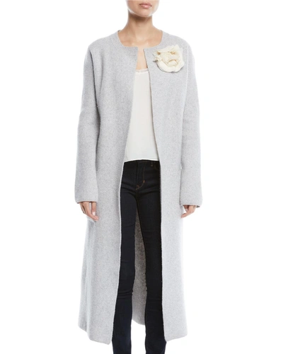 Brock Collection Koffi Long Belted Wool-cashmere Duster Cardigan In Gray