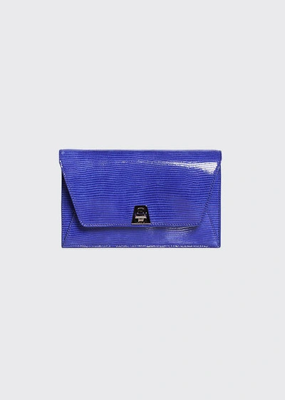 Akris Anouk Mini Envelope Lizard Crossbody Bag In Blue