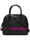 Balenciaga Ville Small Aj Logo-stencil Leather Tote Bag In Black