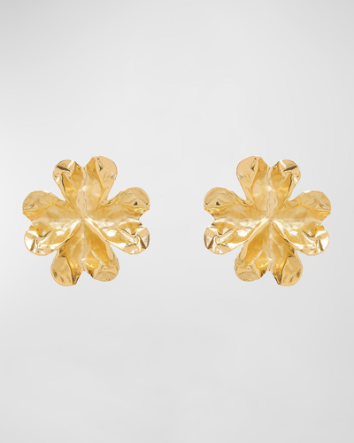 Oscar De La Renta Crushed Clover Earrings In Gold