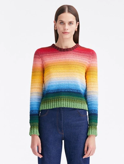Oscar De La Renta Rainbow-ombre Crochet-knit Jumper In Multi
