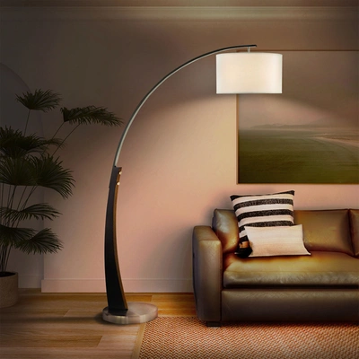 Nova Of California Plimpton 72" Arc Lamp In Espresso And Brushed Nickel With On/off Switch