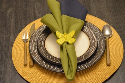 Vibhsa Butterfly Yellow Napkin Rings Set Of 4