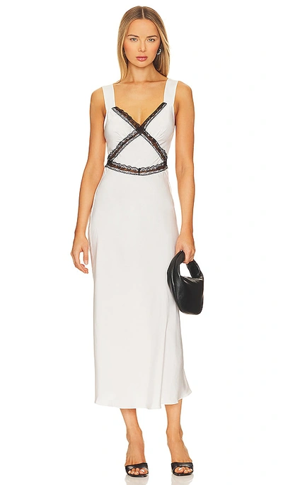 Bardot Emory Lace Trim Slip Dress In Black/white