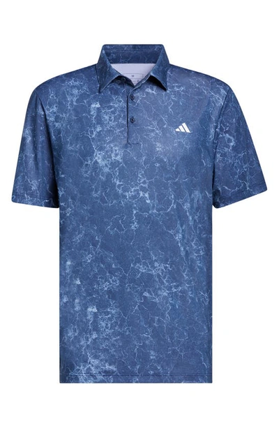 Adidas Golf Ultimate365 Print Performance Polo In Collegiate Navy