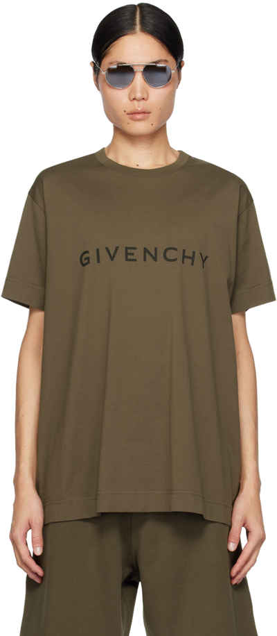 Givenchy Men's Archetype Oversized Fit T-shirt In Khaki