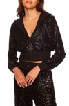 Susana Monaco Sequin Hoodie In Black