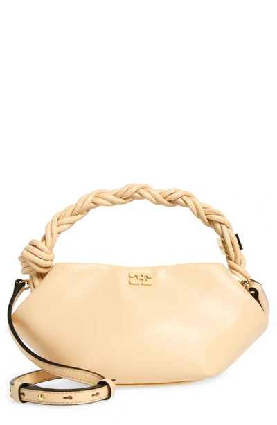 Ganni Mini Leather Convertible Clutch In Buttercream