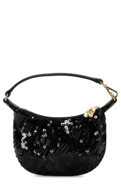 Ganni Mini Sequin Clutch In Black