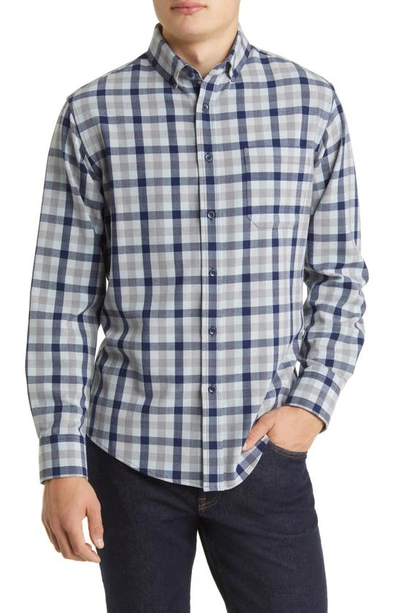 Mizzen + Main City Trim Fit Check Stretch Flannel Button-down Shirt In Blue Multi Check