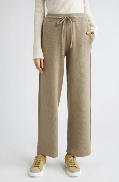 Burberry Rose Intarsia Relaxed Fit Wool Blend Pants In Limestone