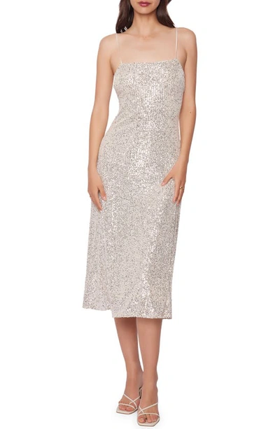 Lost + Wander Etoile Sequin Open Back Midi Dress In Silver