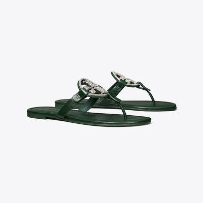 Tory Burch Miller Pavé Leather Sandals In Green