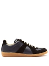 Maison Margiela Replica Suede-panel Low-top Leather Trainers In Navy Multi