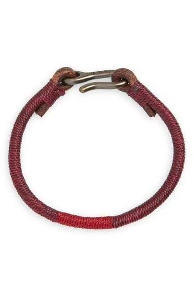 Caputo & Co Hand Wrapped Leather Bracelet In Burgundy
