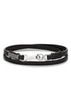Caputo & Co Leather Cord Wrap Bracelet In Black