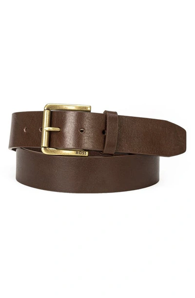Hugo Boss Joris Leather Belt In Dark Brown