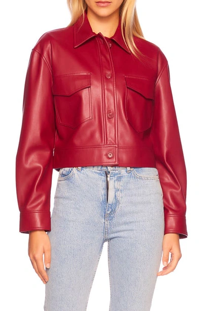 Susana Monaco Faux Leather Crop Cargo Jacket In Berries