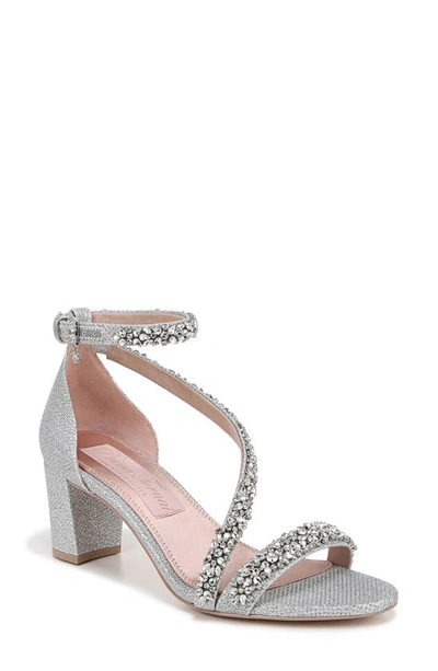 Naturalizer Ahava Embellished Ankle Strap Sandal In Silver Fabric