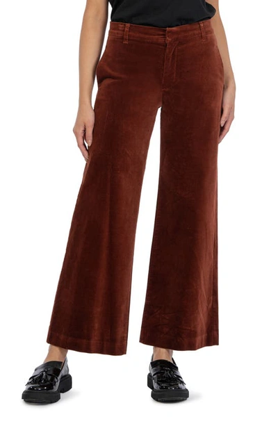 Kut From The Kloth Meg High Waist Wide Leg Velvet Pants In Mulberry