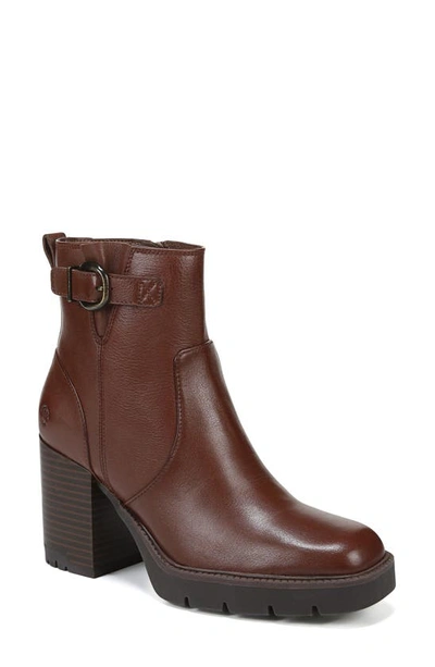 Naturalizer Wilde Water Resistant Zip Bootie In Cappuccino Brown Leather