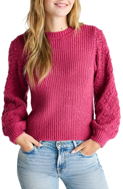 Splendid Connie Mixed Stitch Sweater In Punch