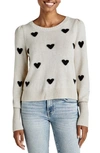 Splendid Annabelle Heart Sweater In Oat/ Black