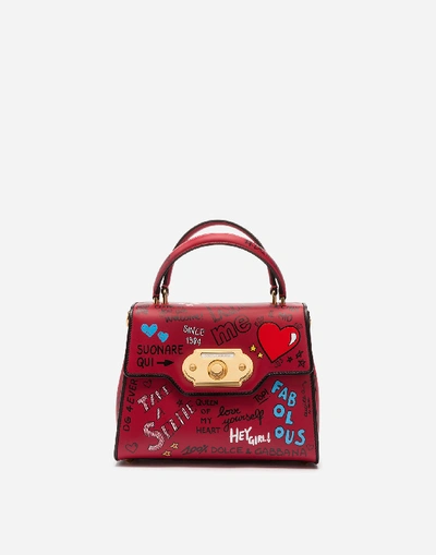 Dolce & Gabbana Mural-print Calfskin Welcome Handbag In Red