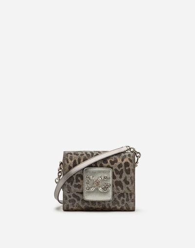Dolce & Gabbana Mini Dg Millennials Bag In Leopard-print Lurex Jacquard In Silver