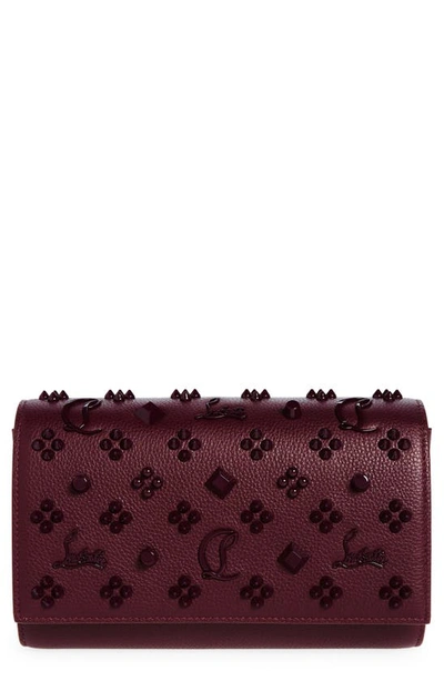 Christian Louboutin Paloma Empire Calfskin Clutch In L081 Merlot/ Merlot